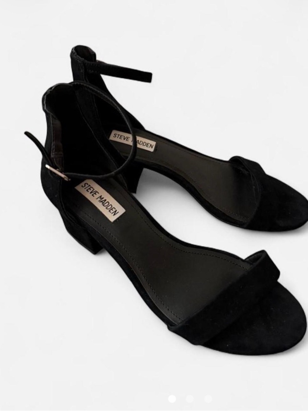 Steve Madden Black Suede Ankle Strap Block Heels
